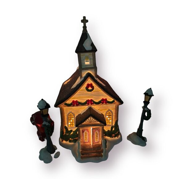 Santas Workbench Chapel Of Hope Church 2001 Christmas Village‎ Lighted Building